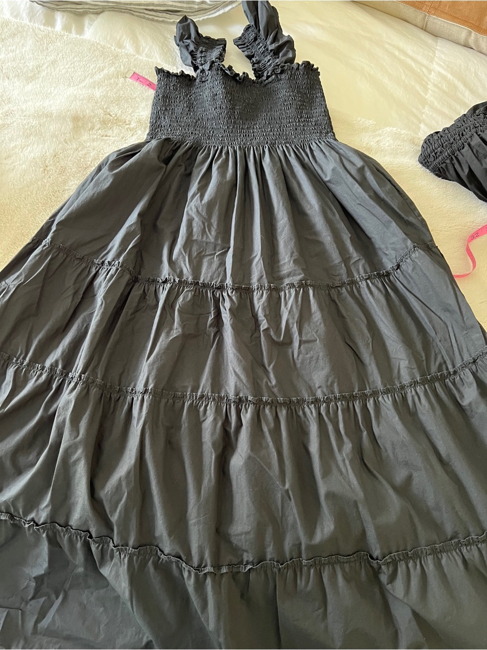 Quince Black Tiered Smocked sundress
